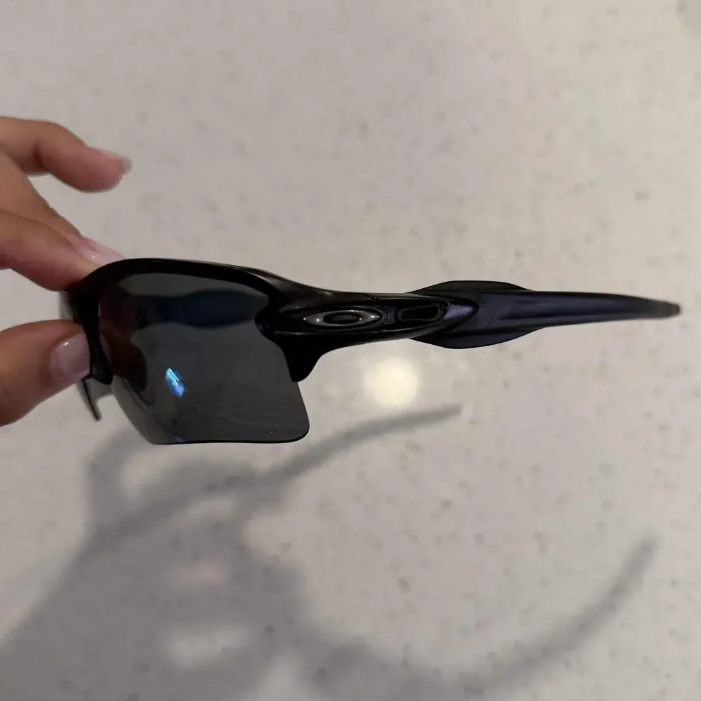 Oakley Flak 2.0 Sunglasses Mens Black Wrap Rimless Sport OO9188 Black Outdoor